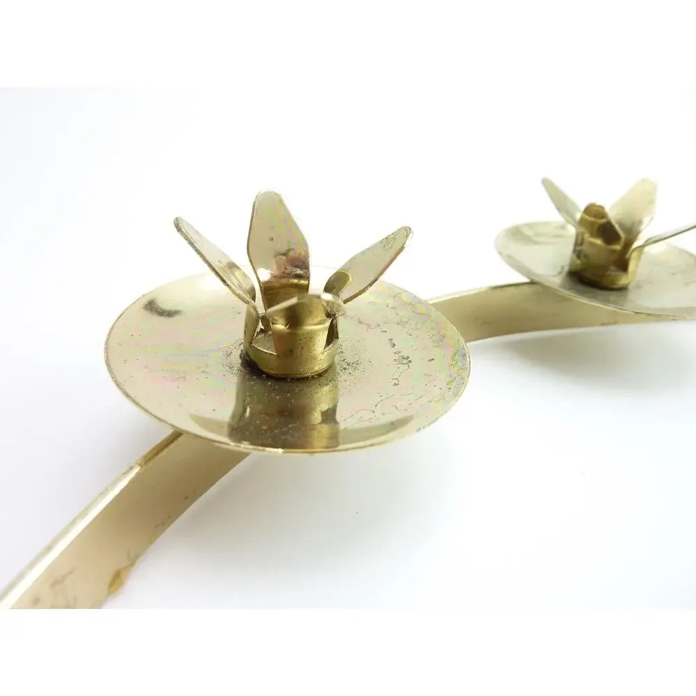 Vintage Brass Candelabra 5 Candle Holder Low Table Centerpiece Antique Metal 16